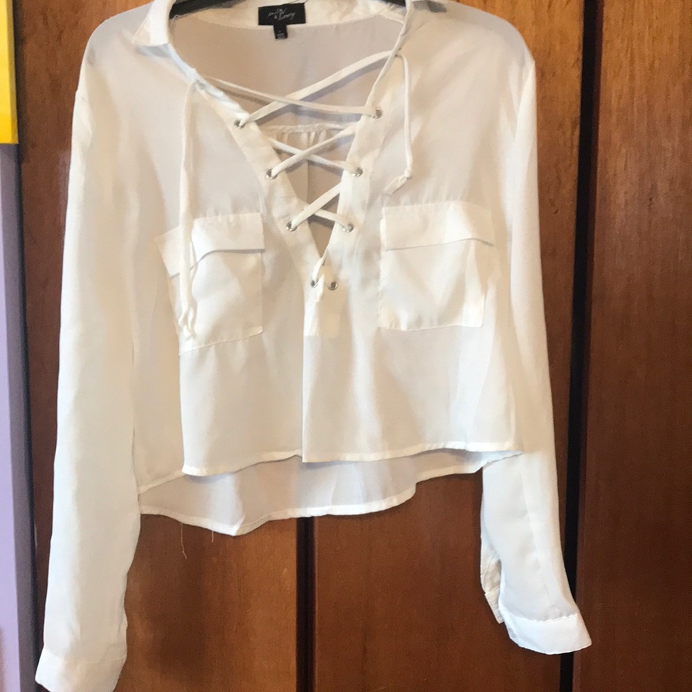 White blouse crop top